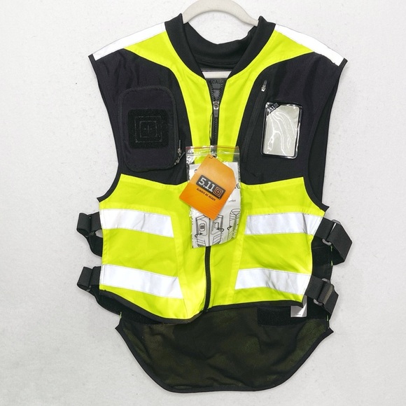 5.11 Tactical High Visibility Motorcycle Riding Vest Fluorescent Yellow Reflect - Picture 1 of 9